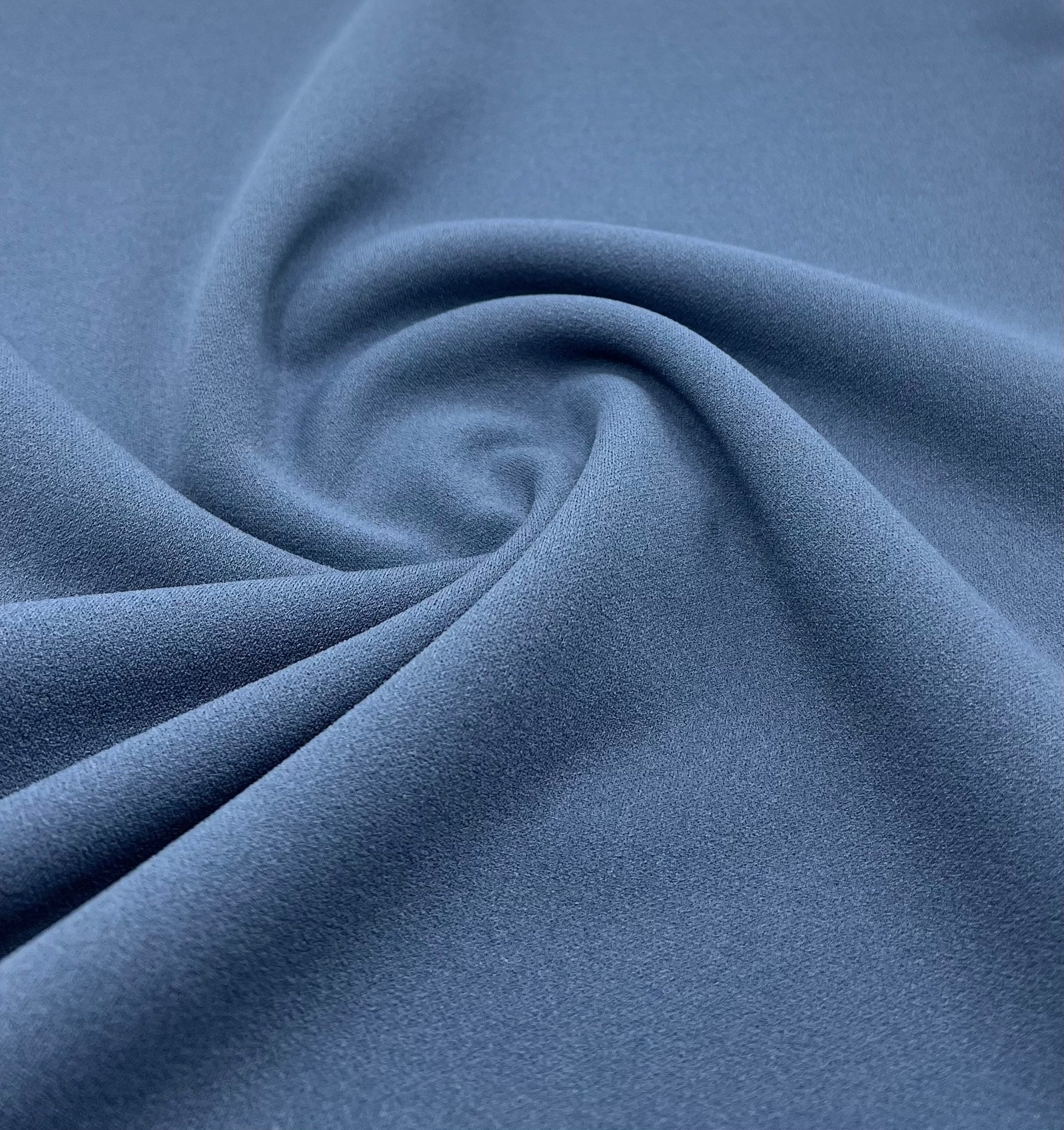 Plain Denim Blue Scuba Crepe Stretch Jersey Fabric 4 Way Stretch - T9 Fabrics
